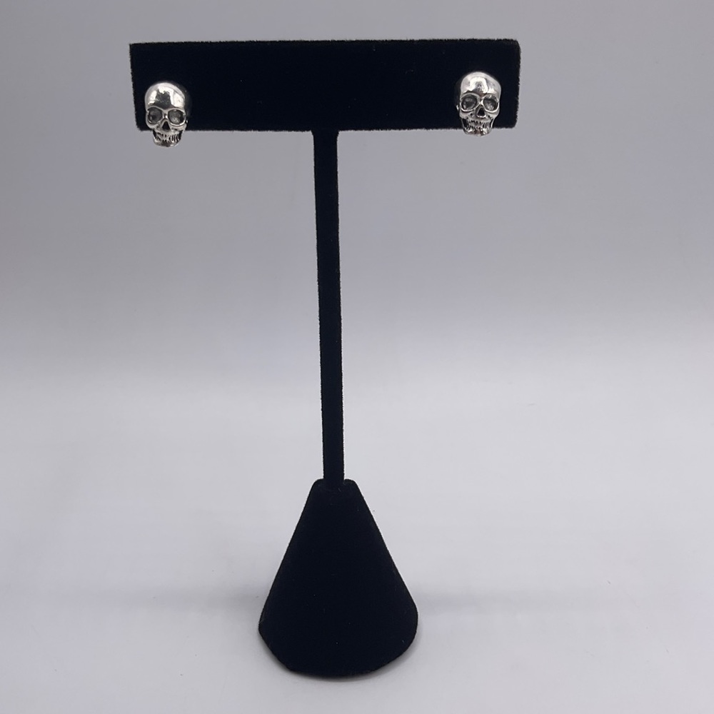 Skeleton Stud Earrings Silver Tone Gift Halloween Jewelry Birthday Gift Punk 3D